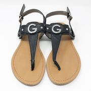 G By Guess Logo Thong Sandals Black Size 7