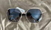 New Tahari Hexagon Gold Sunglasses Black Handles