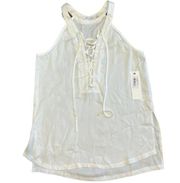 Bishop and Young women's semi-sheer front lace-up white sleeveless blouse new