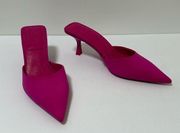 Zara Fuchsia Pink Pointed Kitten Heel  Mules Size 38