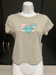 Little Twin Stars Ribbed Grey Crop Tee Size Large