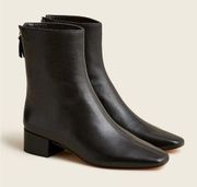 J. Crew Roxie Back-Zip Ankle Boots in Black Leather BA736