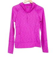 Title Nine Matahari Pink Slub Knit Quarter Zip Pullover Hooded Top Sz S