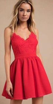 Red Lace Skater Dress