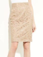 Burberry baroque lace pencil skirt beige taupe sz 8