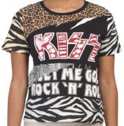 Alice + Olivia women’s XS Kiss Patchwork Graphic Distressed Tee New With Tags