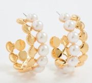 NWOT Lele Sadoughi Pearl hoop earrings