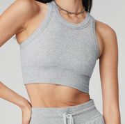 Alo Yoga Seamless Delight High Neck Bra in Athletic Heather Grey