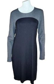 Karen Kane Women's Large Gray Black ColorBlock Long Sleeve Midi Dress $108 NWT