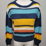 Tilly's Sky & Sparrow multicolored stripe cropped sweater size small