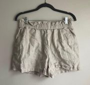 Undyed Linen High Waisted Paper Bag Shorts