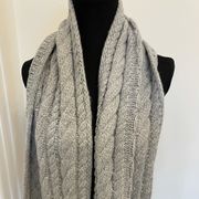 Michael Kors Chunky Cable Knit Patchwork Pearl Gray Knit Scarf Wrap NEW
