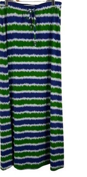 Michael Kors Blue Green Striped Maxi Skirt Size Small