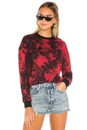 Superdown Breanna Crew Neck Sweatshirt Black Red Tie-Dye Revolve