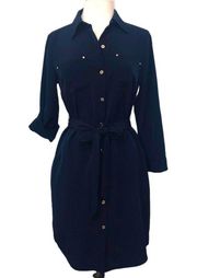 The Limited Navy Must Haves Roll Tab Sleeve Shirtdress 6 NWT