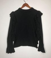 English Factory Ruffle Turtleneck Sweater Black