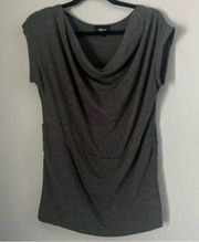 IZ Byer cowl neck grey short sleeve tunic top size Large