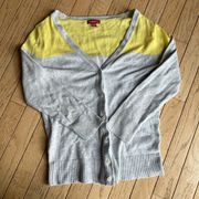 MERONA Cardigan Sweater Color Block Yellow Gray Size XS