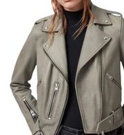 All Saints Balfern Leather Biker Jacket Grey