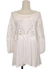 Anthropologie Deletta Lace Blouse Ivory White Sz Medium