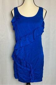 Ali Ro Royal Blue Silk Ruffle Dress Size 4