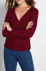 Modcloth Ribbed Cardigan Sweater In Burgundy size 4X