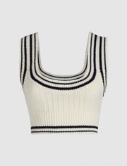 Striped Knitted Crop Tank Top