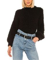 Black Oversized Poodle Knit Sweater XS Mockneck Puff Sleeve Cotton 1.State NEW