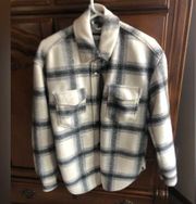 Plaid Wool-Blend Shirt Jacket - Small oversized