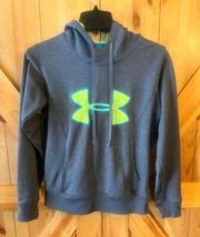 Under Armour Cold Gear Under Armor Hoodie Semi-Fitted Unisex Adults Sz S Gray & Yellow Logo