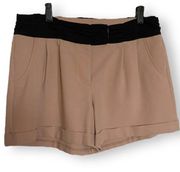 Jennifer Lopez Womens Shorts Size 8 Black Taupe Pleated Cuffed NEW