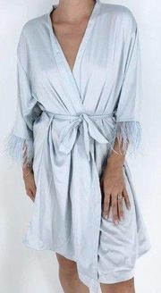 Etsy Baby Blue Feather Satin Like Robe One Size