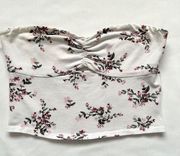 Hearts & Hips White Floral Cottagecore Bandeau Cut Out Strapless Crop Top MED