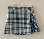 Urban Outfitters Skirt Plaid Wrap Pleated Mini Blue Medium