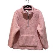 Style & Co Sherpa Half Zip Pullover Sweatshirt Pink Size XL