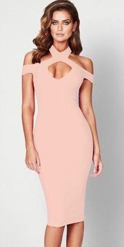 NWT NOOKIE Hollywood Cocktail Midi Dress in Pink Blush Sz S