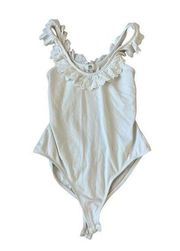 RIVER ISLAND White Ruffle Trim Bodysuit Size 12P