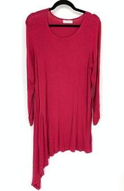 Bryn Walker Top Women's M Asymmetrical Tunic Long Sleeve Scoop Neck Pink *FLAWS