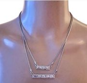 Jennifer Lopez layered rhinestone bar necklace