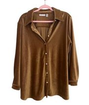 Susan Graver 1XP Weekend Regular Knit Corduroy Button-Front Shirt