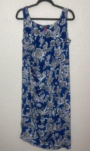 Vince Camuto Midi Dress Women's Size 1X Blue/White Stretch Scoop