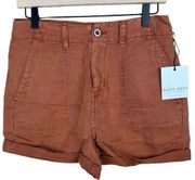 Bella Dahl Linen Blend Utility Shorts Size 28