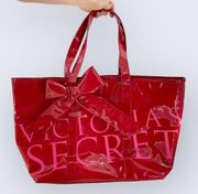 Large Red Vinyl Bow Spell Out Weekender Shoulder Tote Bag