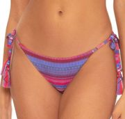 Becca Stripe Therapy Reversible Side Tie Bikini Bottom Medium NWT