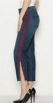 Parker Smith Women's Stella Crop Tuxedo Side-Stripe Side Slit Jeans Size 26