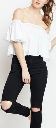 San Joy White Off Shoulder Top