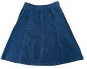 Vintage L.L. Bean, classic fit knee length denim skirt with pockets size 4