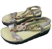 Alegria Roz Strappy Sling Back Sandals Metallic Colorful Size 37 Women's NWOB