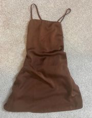 brown silk dress