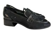 Zac Posen Black Leather Mesh Crocodile Embossed Ailsa Loafer Shoes Size 9M New